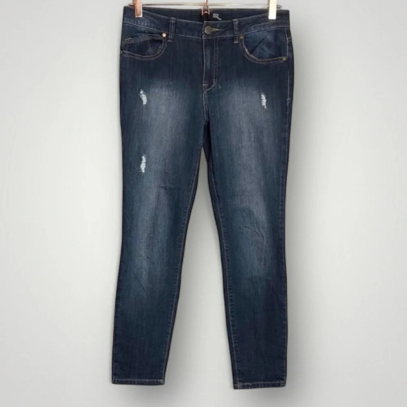 1822 Denim Stitch Fix | Jeans Distressed Skinny Stretch Dark Wash - Picture 2 of 10
